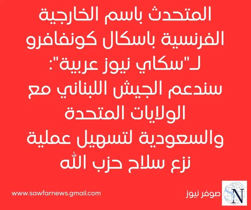 المتحدث باسم الخارجية الفرنسية باسكال كونفافرو لـ"سكاي نيوز عربية"