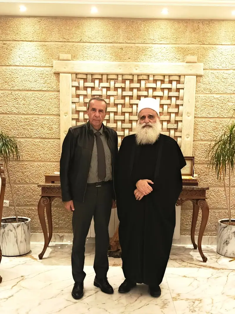 استقبل سماحة شيخ عقل طائفة الموحدين الدروز الدكتور سامي أبي المنى العميد المتقاعد وليد شيّا ناشر موقع "صوفر نيوز"