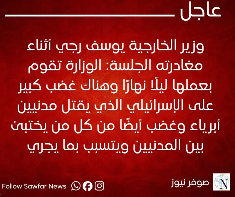 وزير الخارجية يوسف رجي أثناء مغادرته الجلسة